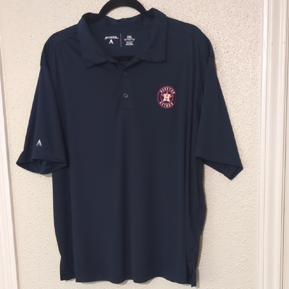 Antigua Houston Astros Blue Polo Shirt Short-Sleeve